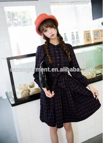 Long sleeves with polar fleece Plaid dress