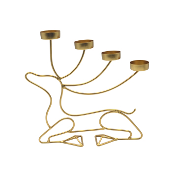 Gold Reindeer Tea Light Holder