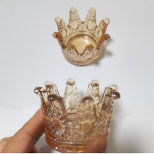 Frascos de vela de vidrio en forma de corona de tamaño pequeño