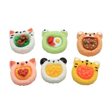 Kawaii Animal tête nourriture mixte résine Cabochon Flatback tigre grenouille artisanat pour enfants épingle à cheveux faisant des décorations d&#39;album