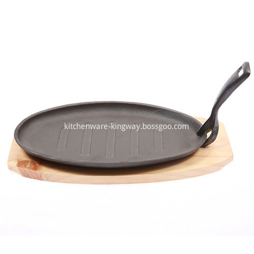 Pre-seasoned oval cast iron sizzling pan