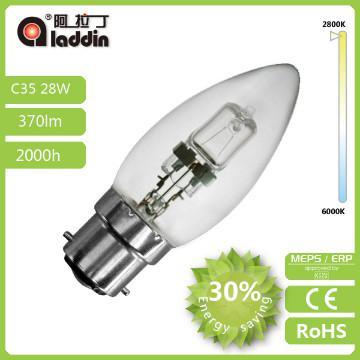 B22 C35 Halogen Lamp 28W dimmable ERP TUV