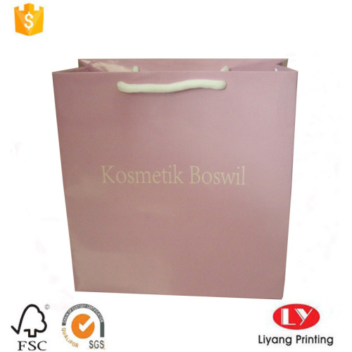 Glossy Pink Printed Paper Gift Packaging Bag