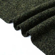 Black Green Loop Boucle Wool Fabric