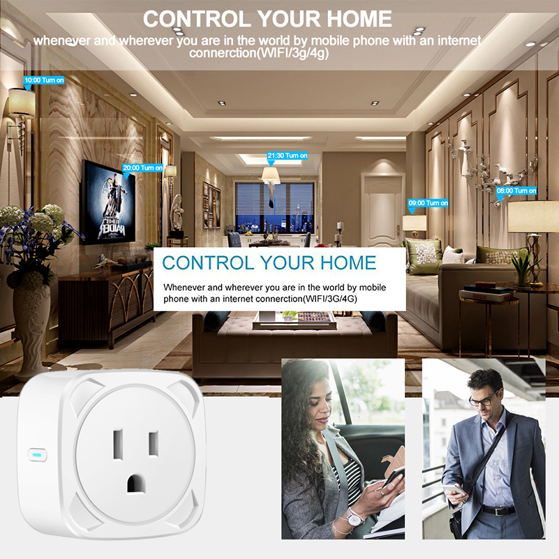 US Wifi Mini Plug 220v 10A OEM Wireless Google Home Remote Control Amazon Alexa Smart Socket Outlet