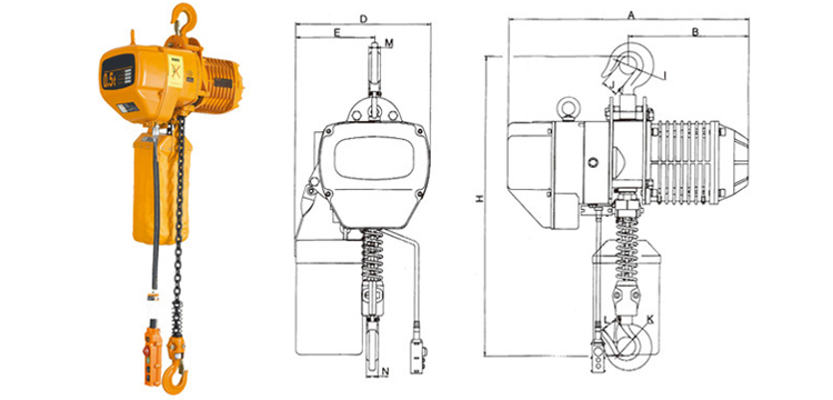 electric chain hoist set with motor 2t