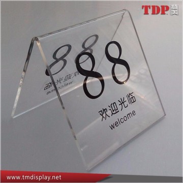 clear two sides acrylic table number stands for restaurant