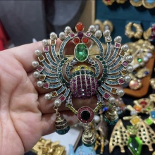 Scarab Spider Heavy crafted Tassel Brooch