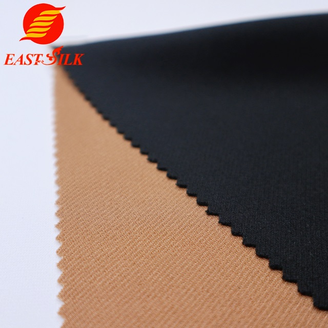 No moq Stock textile wholesale Double jersey polyester spandex telas twill crepe pant fabric for clothing