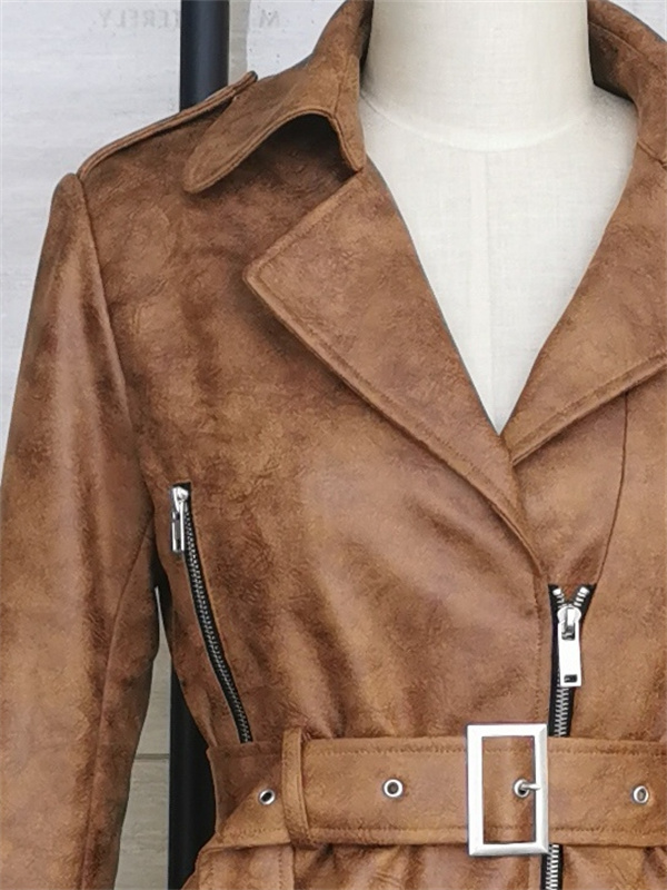 Women's Vintage Slim-fit Leather Bomber Biker Short Jacket