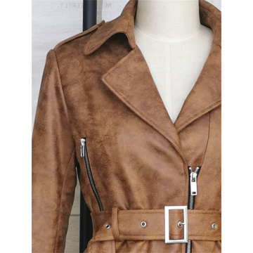 Vintage Slim-Fit Leather Bomber Biker Biker Short Jacket voor dames