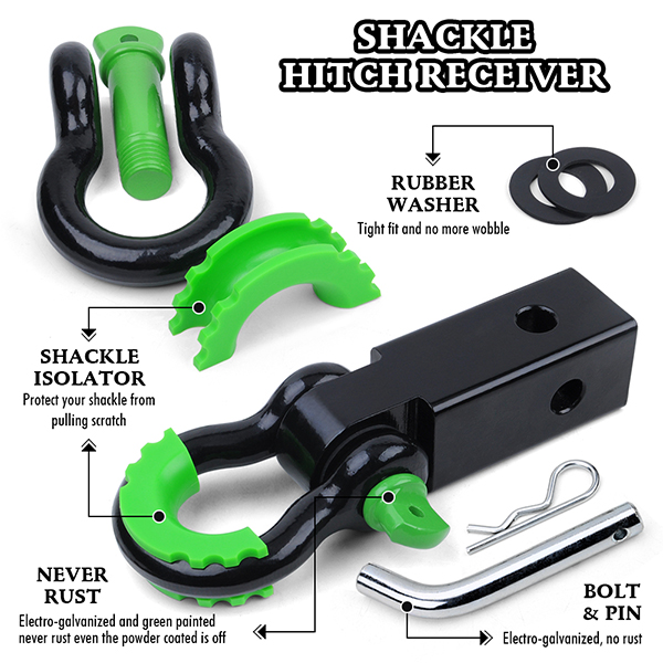 Hitch Receiver 3inch 6m Tow Strap Combo Kit