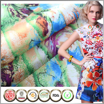 Hot sale Dress Elastic floral printed satin fabric