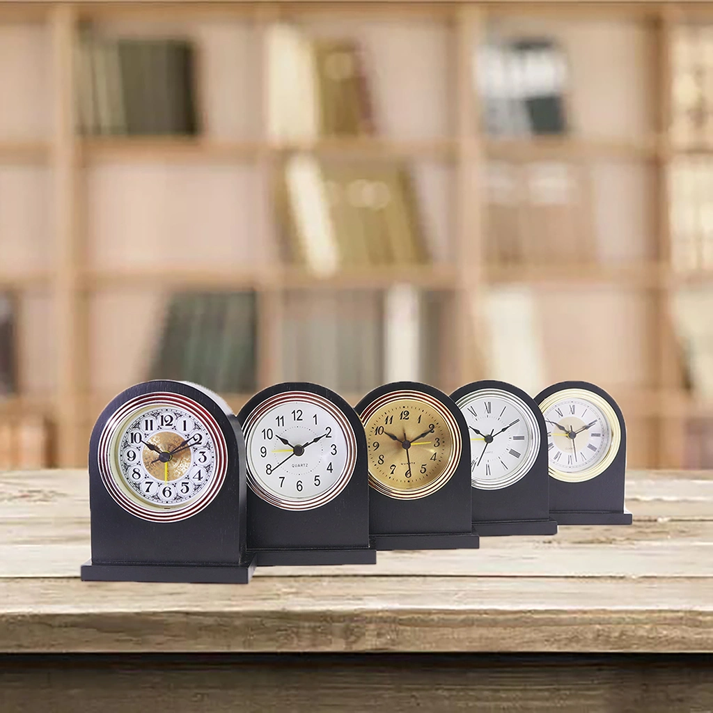 Classical Design Table Clock with Solid Wood