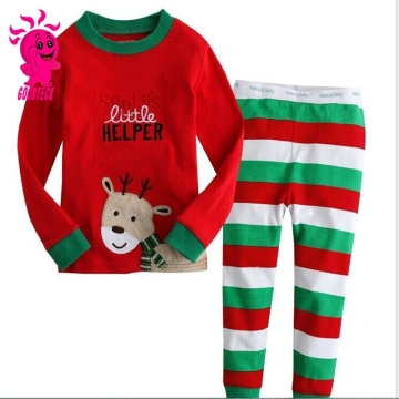 2015 New girls Cute Deer Babys stripe kids Christmas clothes