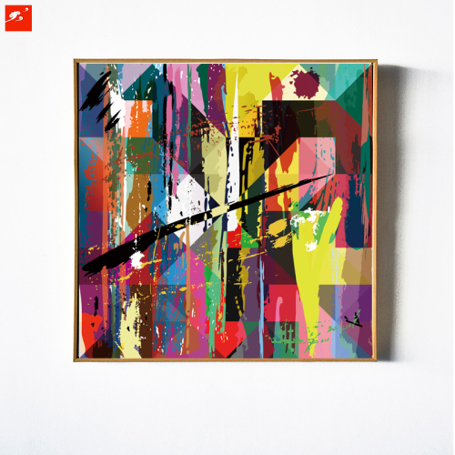 Färgrik abstrakt kanfastryck Oljemålning för dekor