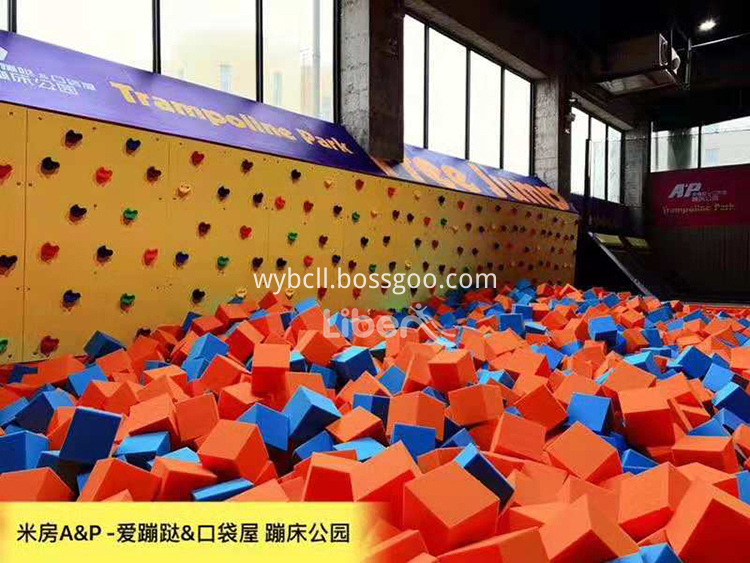 Trampoline Park Foam Pit with Climbing Wall