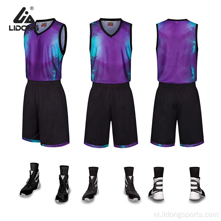 unieke basketbal jerseys ontwerp sublimatie basketbal slijtage