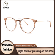 Circle Shape Acetate Frame Metal Temple Optical Glasses