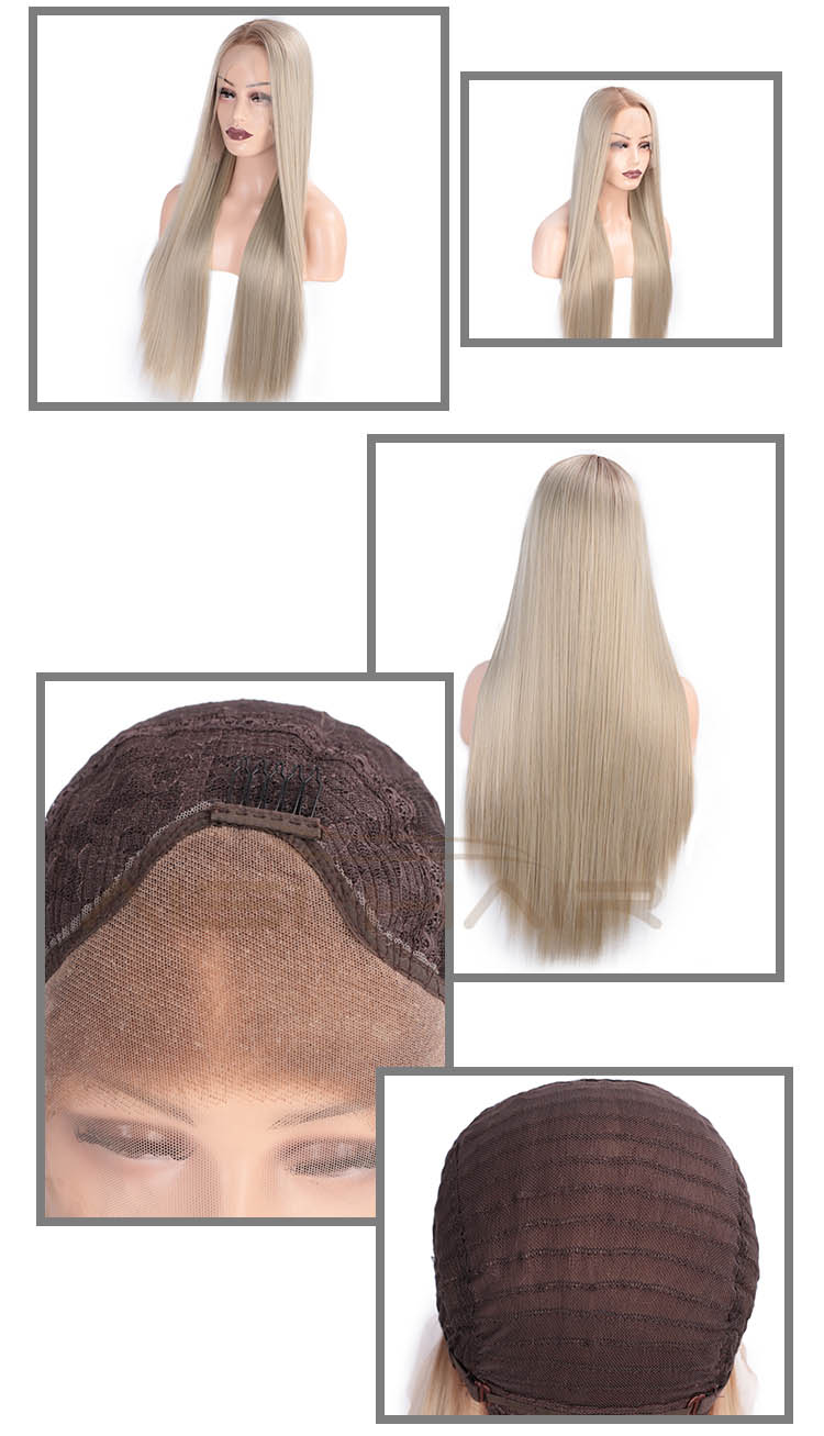 High Temperature Long Brown Wig Lace Frontal Wigs Synthetic Fiber Lace Front Wig Silky Straight For Black Women