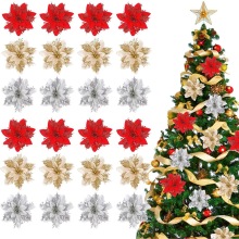 Glitter Christmas Tree Ornaments - Fashion Flower Decorations