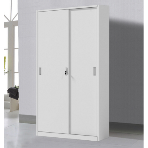 White Tall Metal Sliding Door File Cabinet