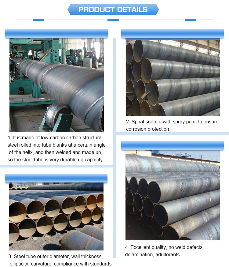 ASTM DIN Large Diameter Spiral Welded Carbon Black Steel Pipe/Pipes Price List Per Ton Manufacturer Price