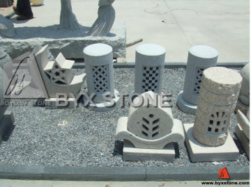 Stone Granite Cylindrical Lamp / Lanters for Outdoor Garden Landscape
