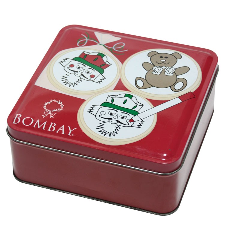 Square Shape White Tin Valentine Cookie Box