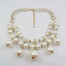 Two Row Faux Pearl Pendent Necklace