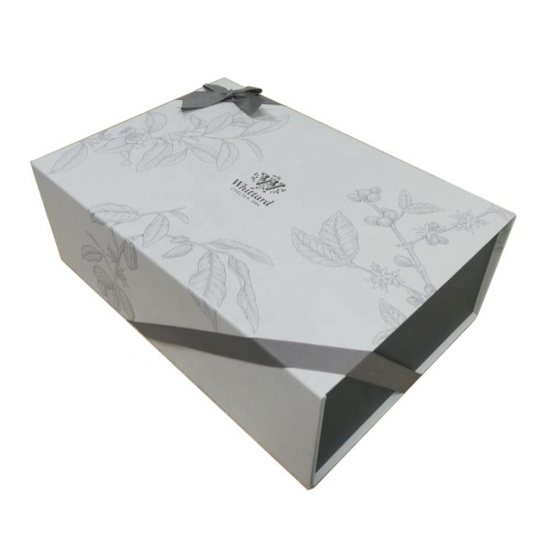 High quality elegant foldable tea box with ribbon