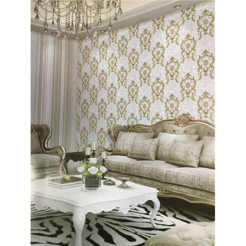 Damask vinyl pvc wallpaper untuk dekorasi rumah interior