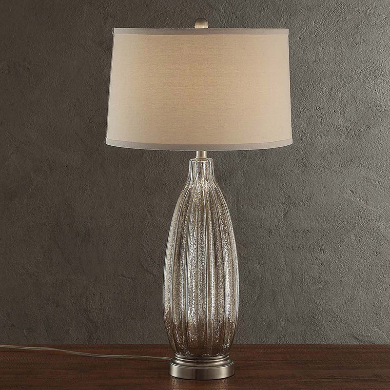 Large Glass Side LampsofWhite And Silver Table Lamp