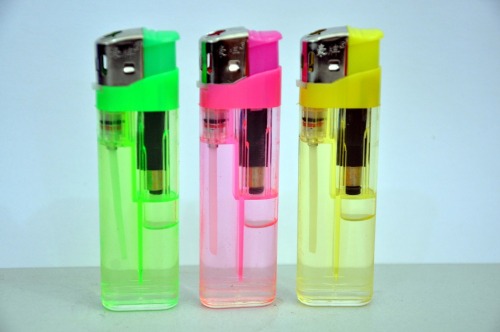 cheap plastic gas lighter with transparent tank refillable lighter