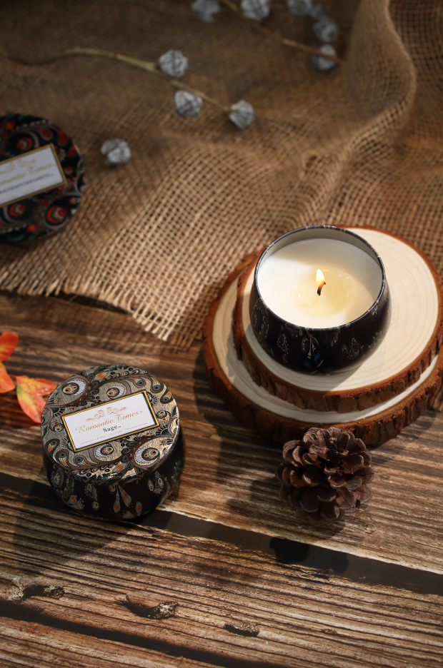 Phoenix tail pattern iron box Travel scented candles