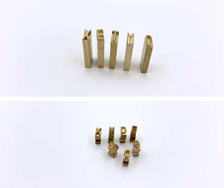 Fineray brand size in 2*4*15mm English brass stamp letters for date coding machine in Two-lines