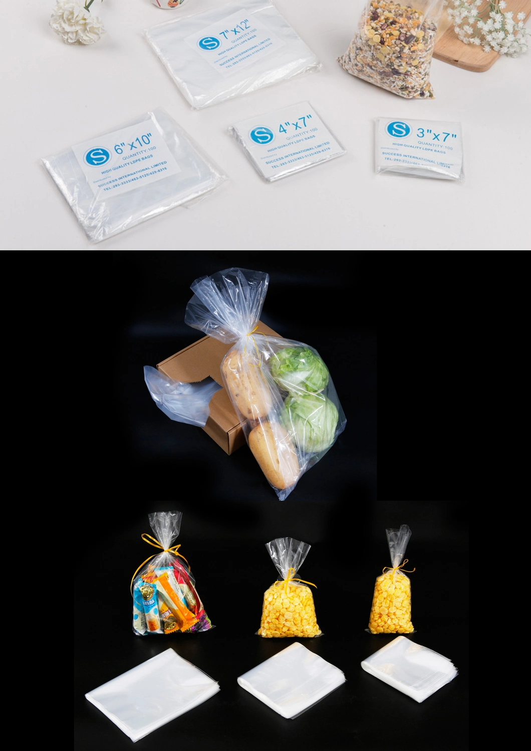 Cheap Price Custom Clear Plastic Packaging Side Seal Christmas Bag for Candies Gift