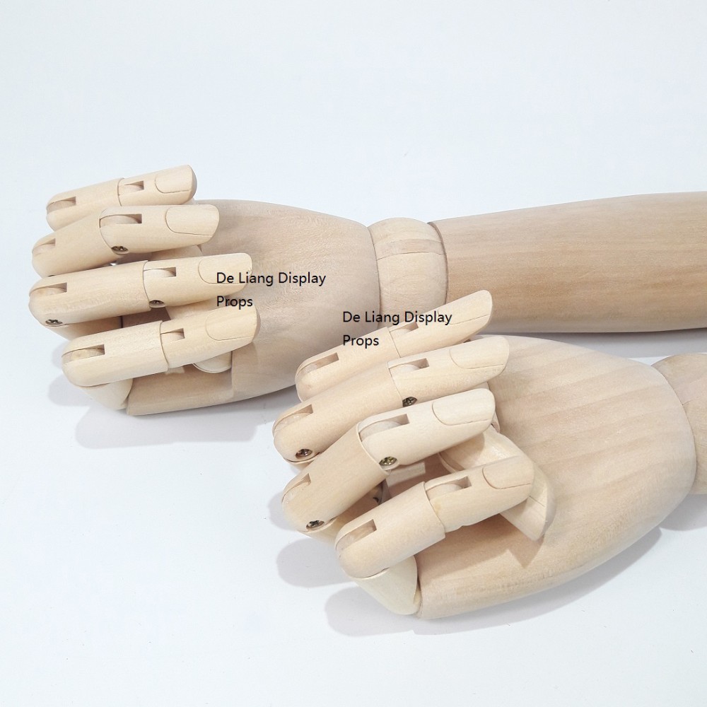 DL704 High quality female long arms Wooden arms hands three section 360 degree flexible joints wooden hand