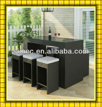 wicker rattan outdoor bar table and barstool