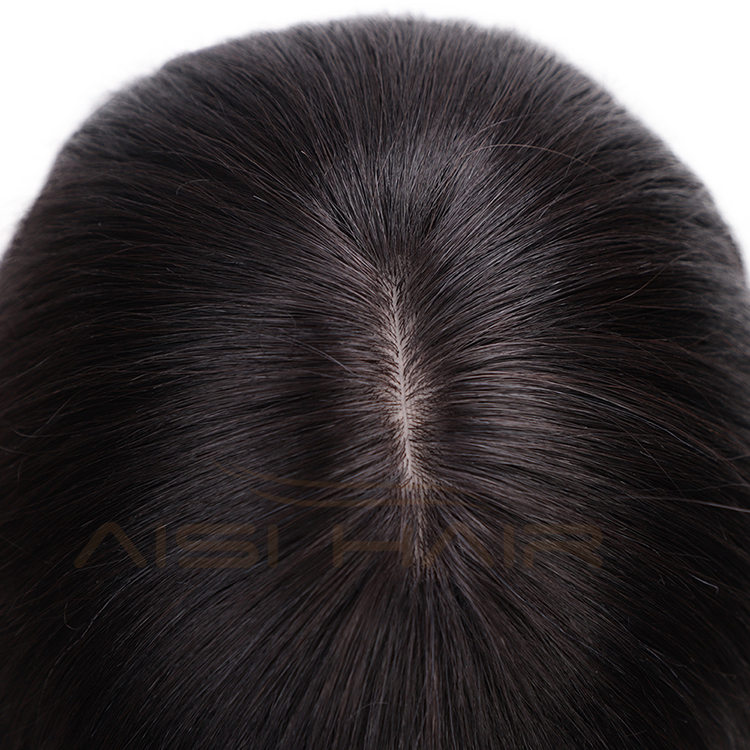 Aisi Hair 100% Brazilian Human Hair Wig 14 Inch Short Bob Silky Straight Black Human Hair Silk Base Wigs For White Black Women