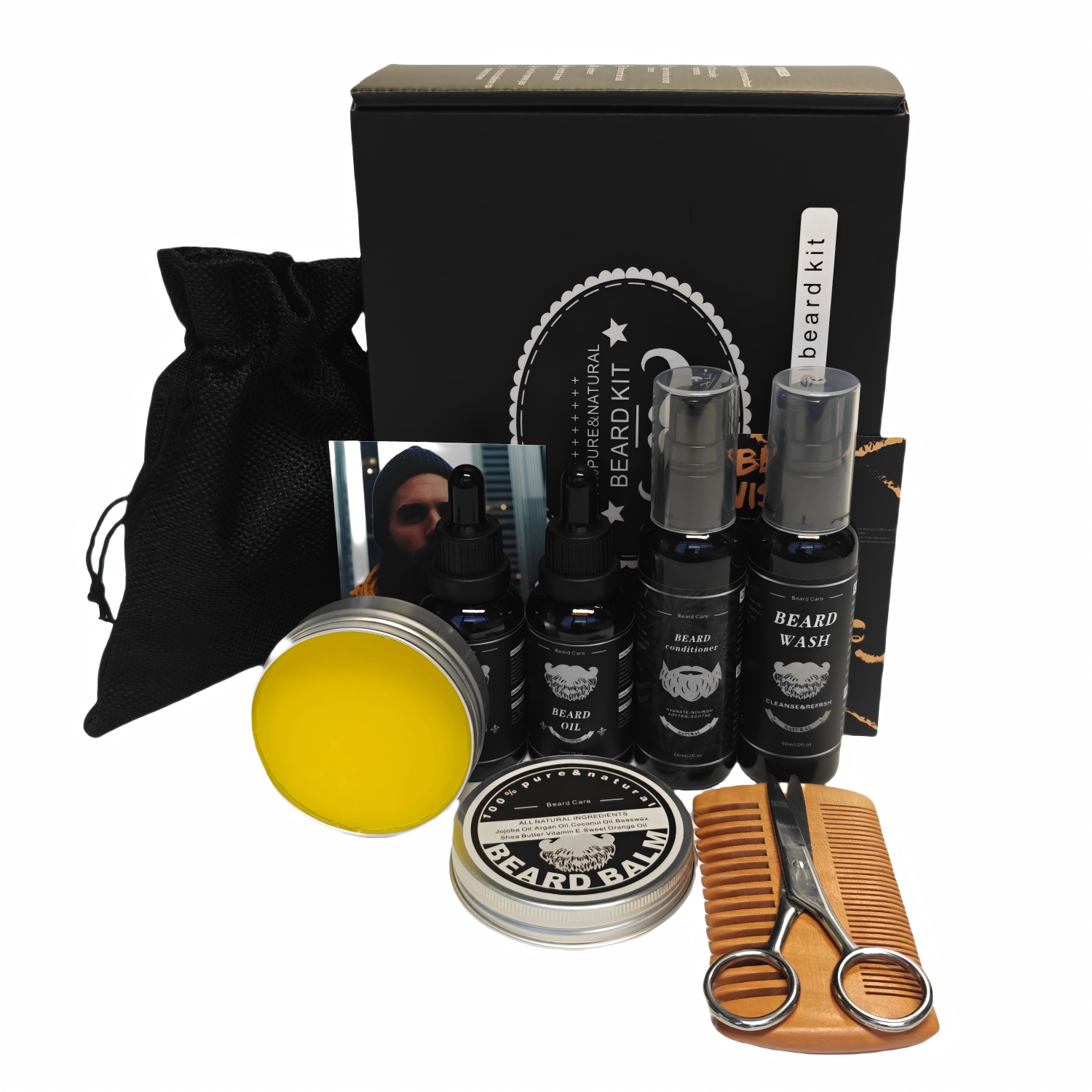 Kit de cuidado de barba para hombres beard care kit for men