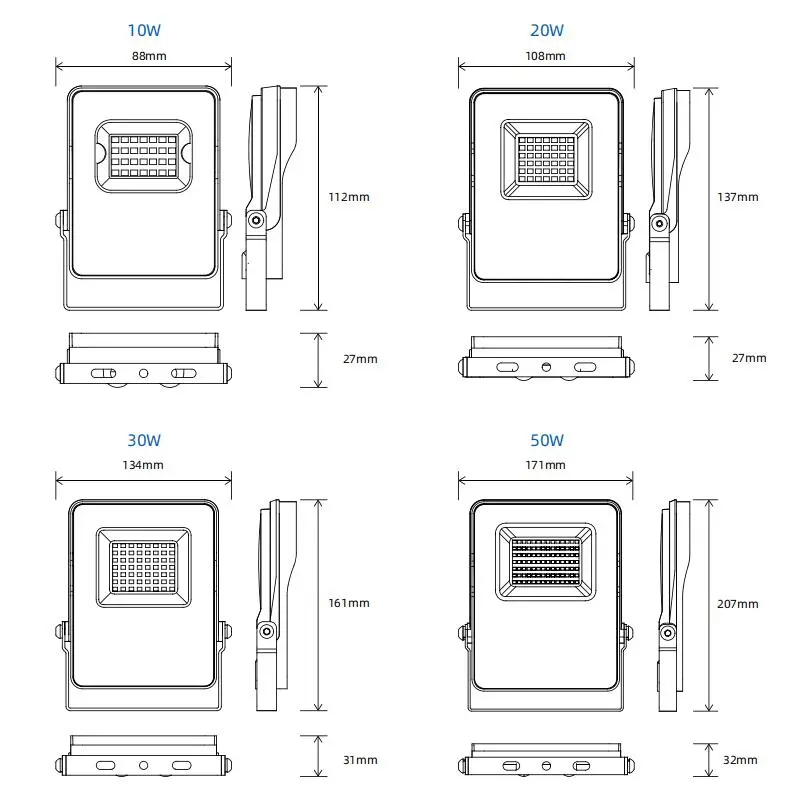 IP66 Ik08 10W 20W 30W 50W Small LED Flood Light