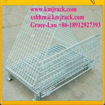 Metal Warehouse Storage Cage With 4 Wheels