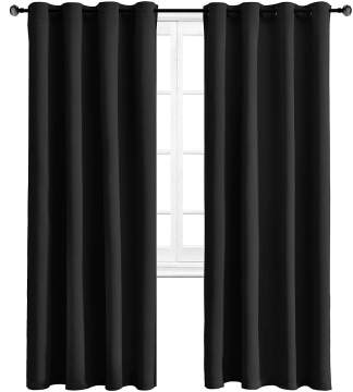 Polyester Gray Blackout Curtains Set of 2 - Thermal Insulated Bedroom Curtains