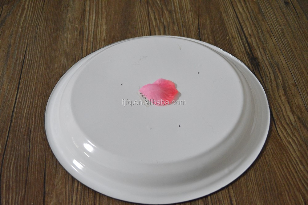 Round Enamel Metal Tray Set Pie Dish Food Dish