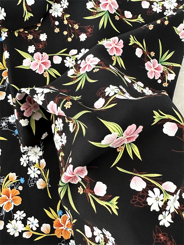 Floral Screen Print Rayon Fabric For Summer Dress