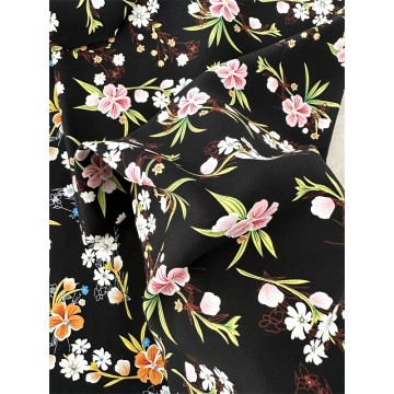 Floral Screen Print Rayon Fabric For Summer Dress