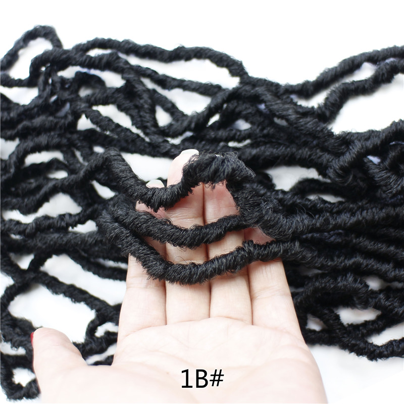 18inch Nu Locs Crochet Braids Soft Dreadlocsk Wavy Goddess Faux Locs Prelooped Ringlet Synthetic Hair Extension