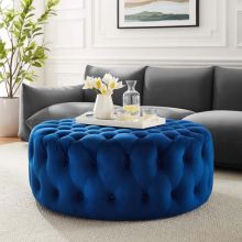 Velvet Buttoned Ottoman Pouf for Bedroom