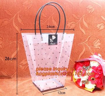 flower package pe plastic bag with handle, flower plastic gift bag, PPgift bag